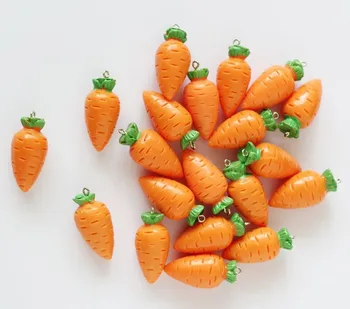 

50 pcs-Kawaii Vivid Carrot Beads Resin Pendant Fruits Vegetables Charm Jewelry Findings, Food Jewelry Carrot Miniature
