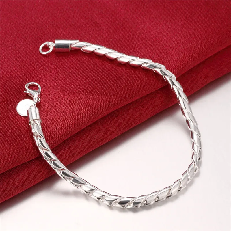 

Silver 925 Bracelets for Men Women 3mm Chain Bracelet 8 inch Wristband Bracelets & Bangles Fashion Jewelry Bijoux Wholesale