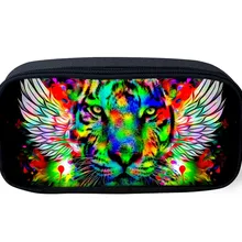 Классный животный принт тигра женский косметический Чехол маленькие косметички Детская сумка для карандашей для школы на молнии канцелярский пенал Чехол