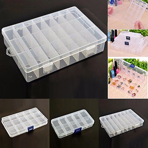 

Portable 10/15/24 Compartment Detachable Jewelry Bead Storage Case Organizer Box