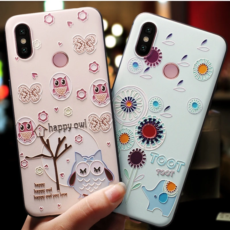 

Owl 3D Painted Emboss Case For Xiaomi 5 6 8 Redmi 5 Plus 4x Case For Xiaomi A1 5x Note4 Note4x High Cover Capa Animal Female