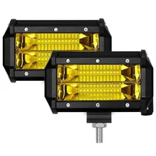 Светодиодный светильник бар 2 шт. 5 дюймов 72 Вт 24 светодиодный луч по бездорожью Янтарный вождения светильник бар для внедорожников Jeep ATV SUV