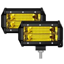 2 pcs 5 polegadas 72 w 24 levou barra de Luz Feixe De Inundação LEVOU Off Road Condução barra de Luz Âmbar Para caminhão Off Road Jeep ATV SUV