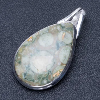 

Natural Ocean Jasper Punk Style 925 Sterling Silver Pendant 1 1/2" Q0791
