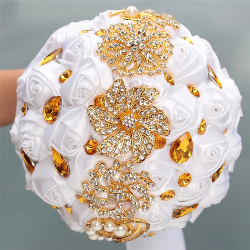 16styles new white wedding bride holding flowers artificial bouquet ribbon rhinestone pearl bouquet decoration bride groom dance