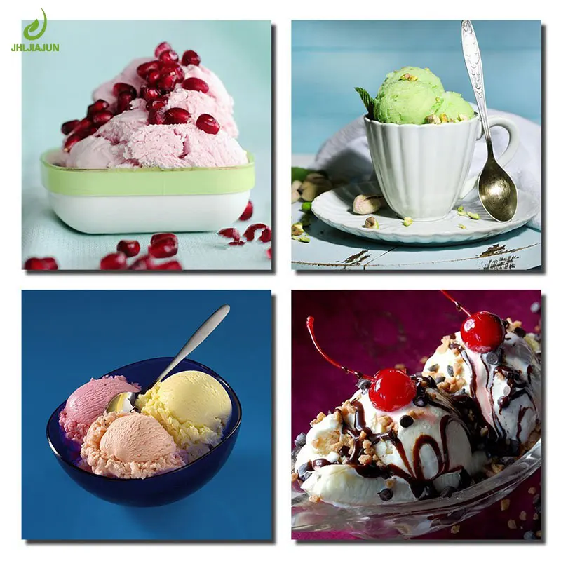 

JHLJIAJUN 4 Piece Modern Ice Cream Dessert Canvas Decoration Home Modular Picture Art Decorative Nordic Poster Home Decor