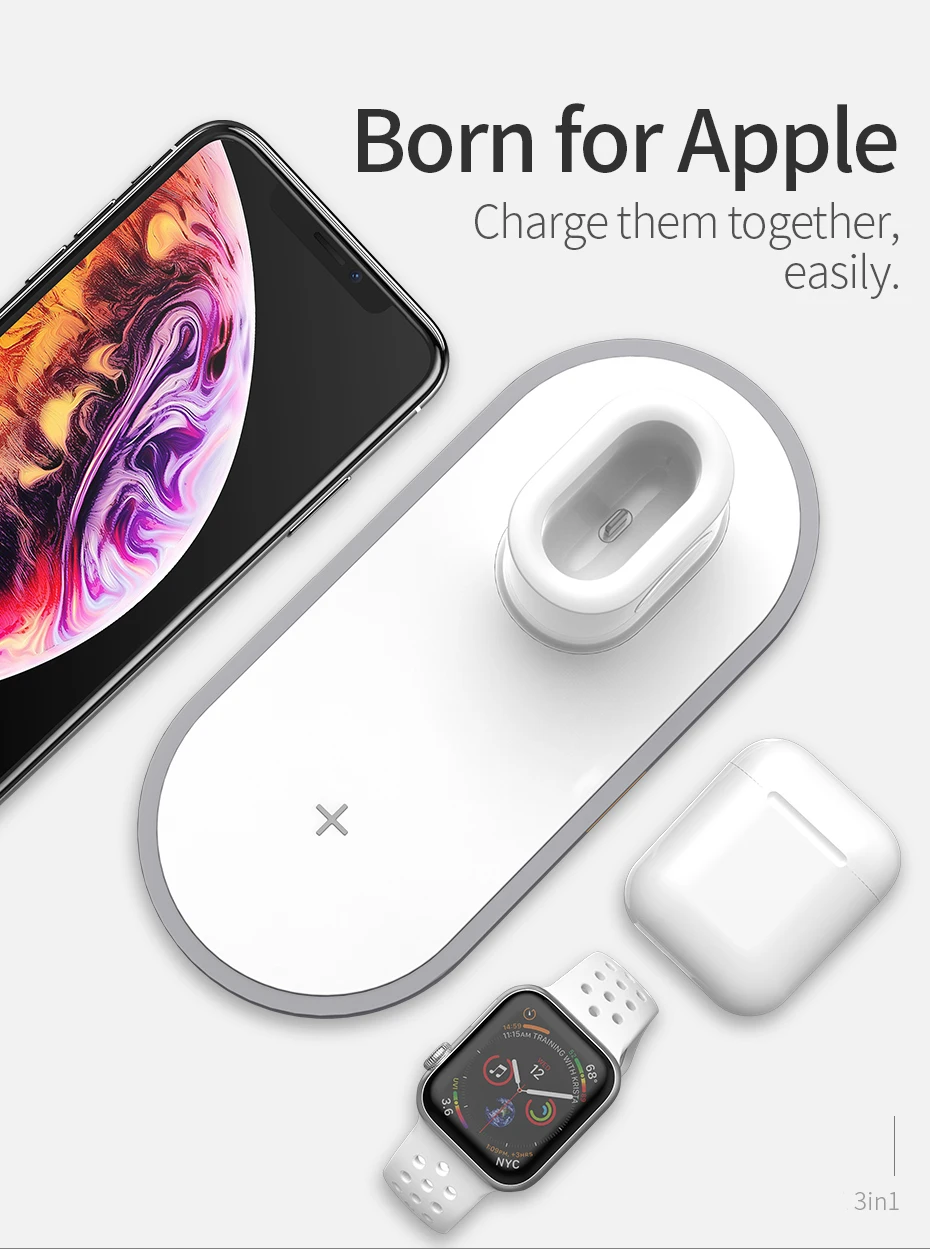 IDestone 3 в 1 Беспроводное зарядное устройство для iPhone 8 X XS 10 Вт Быстрое зарядное устройство для Samsung S10 S9 Max XR для Apple Watch 4 3 2 1 Airpods