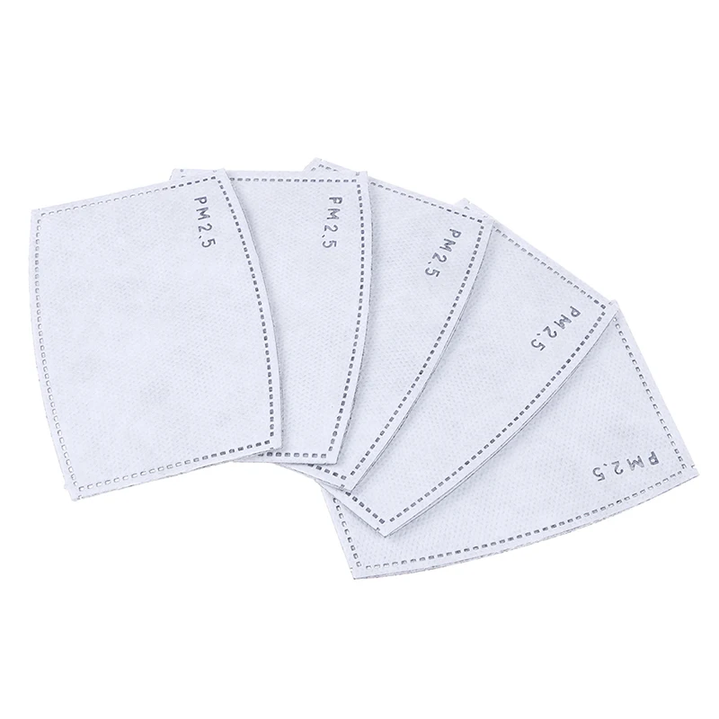 20 pc filtros reemplazables 5 capas máscaras Anti Filtro de carbono activado eficiente PM2.5 Anti niebla boca mufla a prueba de polvo filtro