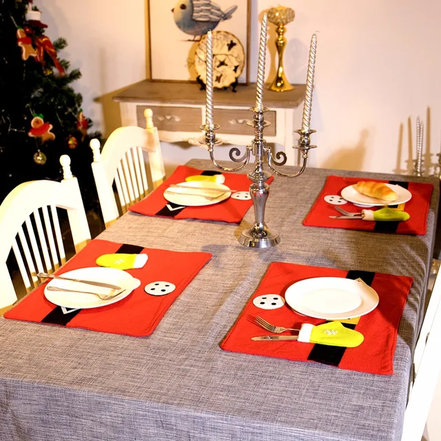 2017 Santa Christmas Placemats Set 4pcs/lot Christmas Decorations Table