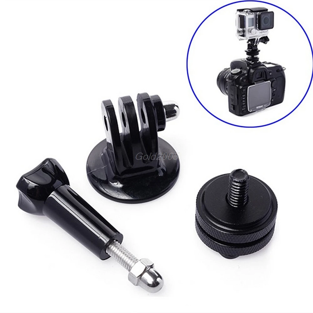 

1/4'' Hot Shoe Adaptor +Tripod Mount +Screw For GoPro Hero 2 3 3+ 4 DSLR Camera Whosale&DropShip