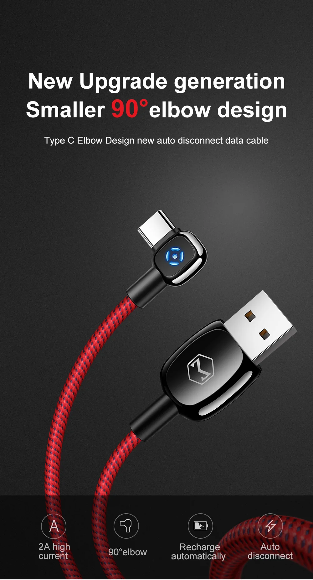 Mcdodo usb type-C кабель 2A Быстрая зарядка QC 3,0 телефонный кабель для передачи данных для samsung S10 S9 8 huawei xiaomi redmi автоматическое отключение USB кабель