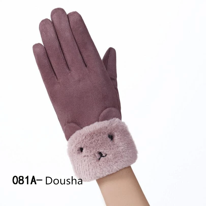 BERTHATINA новые женские перчатки зимние модные милые женские замшевые теплые перчатки рукавицы из кашемира женские наручные перчатки - Цвет: 081A-Dosha