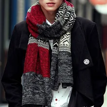 Free Shipping 2016 New Male Winter Multicolor Patchwork Vintage Men Knitted Scarf Gifts