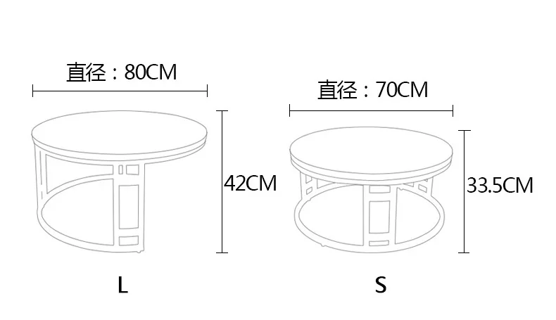Nest Coffee Table with Metal Frame in Black / 80cm+70cm Round Plywood Top Nest Coffee Table with Metal Frame in Black / 80cm+70cm Round Plywood Top