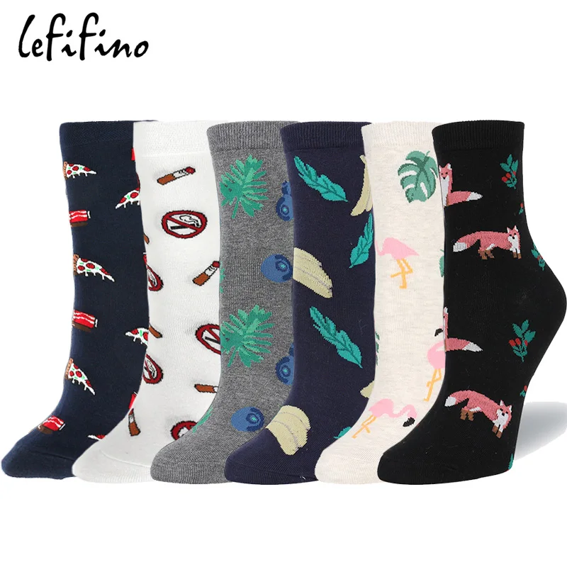 Корейские креативные женские хлопковые носки белые носки для пиццы, яиц, свиней, бананов, авокадо, фруктов носки с пальмовым листом носки с ананасами QD26723