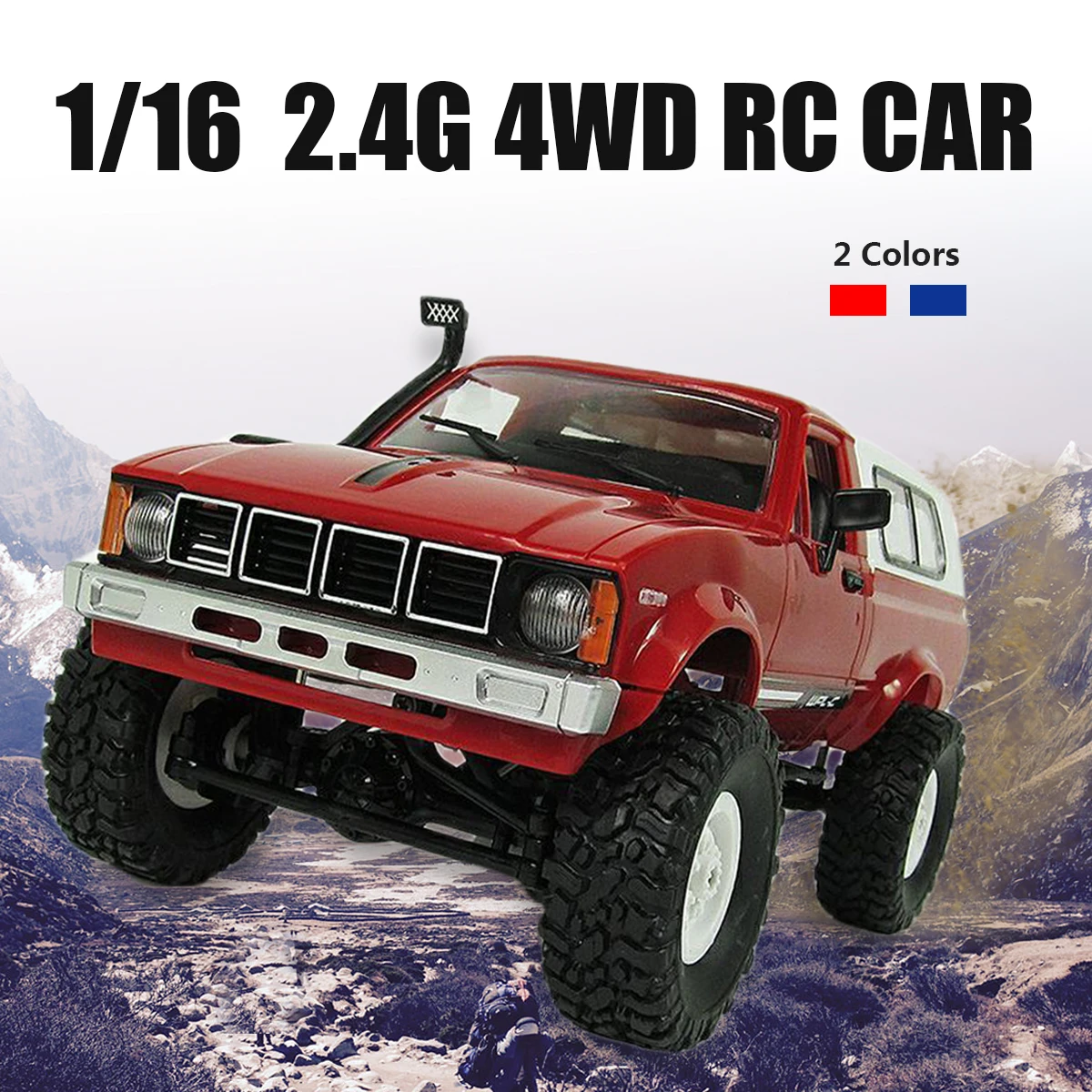 

Remote Control Truck Off Road Rock RC Car 1:16 2.4G 4WD Kids Toy RTR Resistant Engineering Plastics Red/Blue Anti Knock 35M