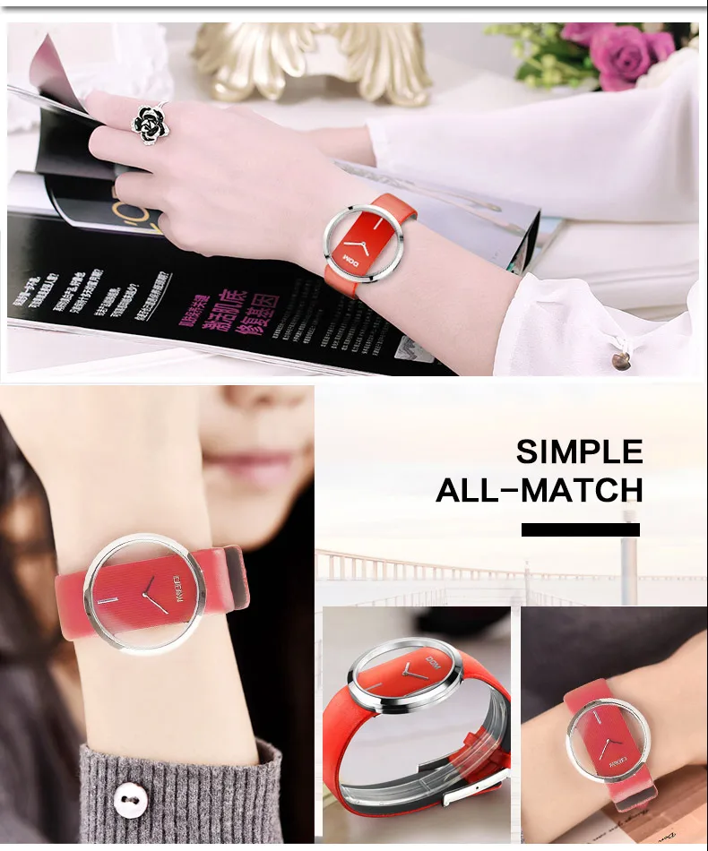 Feminino de Luxo Pulseira de Couro Esportivo e Casual para Senhoras e Mulheres Relógio de 30mm de Quartzo Relógio Moderno Impermeável Genuíno Elegantes Dom 4 de 30mm de quartzo, impermeável, pulseira de