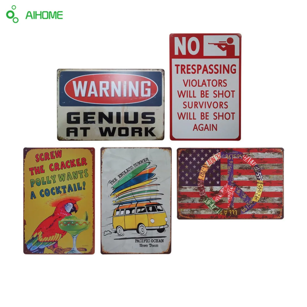 Buy AIHOME Warning Metal Tin Signs Signage Home Decor