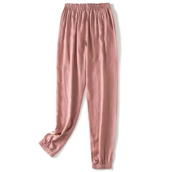 

2019 Summer Hot Fashion Women Ankle Length Solid Plus Size Thin Pants Casual Wide Leg Loose Pocket Harem Pants Ladies Trousers