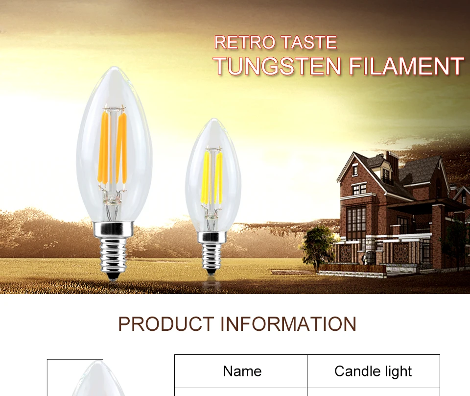 1Dimmable E14 E12 E17 Filament Led Lamp 220V 110V 2W 4W 6W Led Edison Bulb Glass Dimming Filament Candle Lamps Christmas Lights