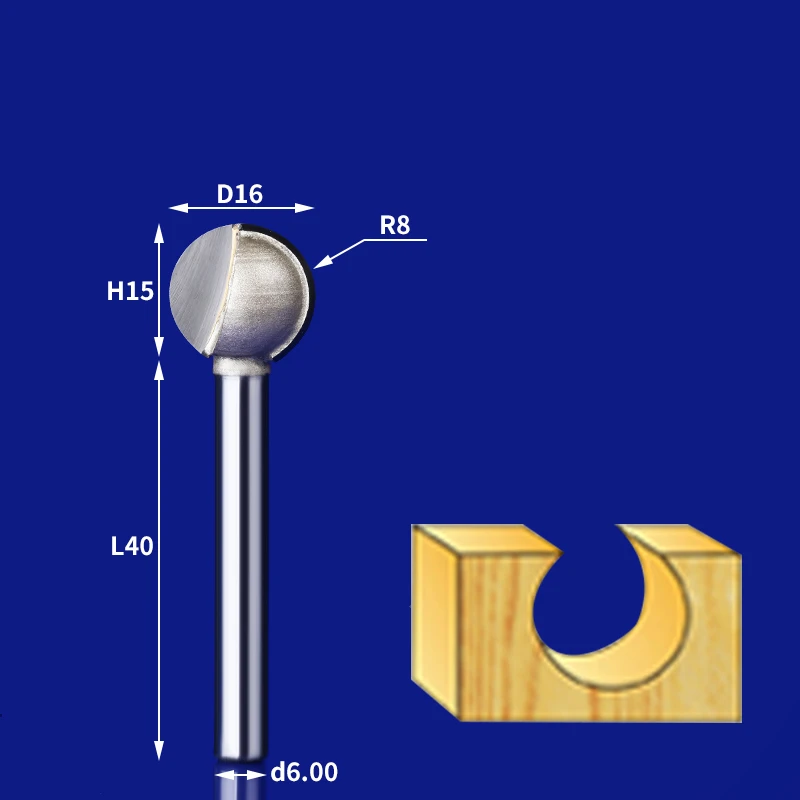 1 шт- ЧПУ твердосплавный деревообрабатывающий фрезерный станок, деревянный шар ножа таблетки, дерево корень гравировки чайный стол фрезерный - Длина режущей кромки: 6mm x 16mm