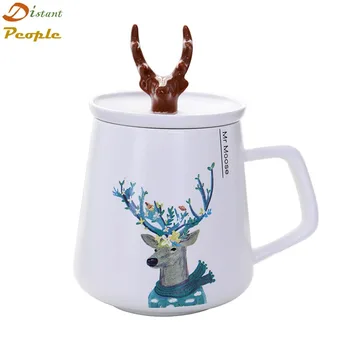 

450ml Cute Elk Animal Coffee Milk Mug Creative Ceramic Cups Porcelain Tea Mugs Breakfast Drinkware Novelty Nice Gifts