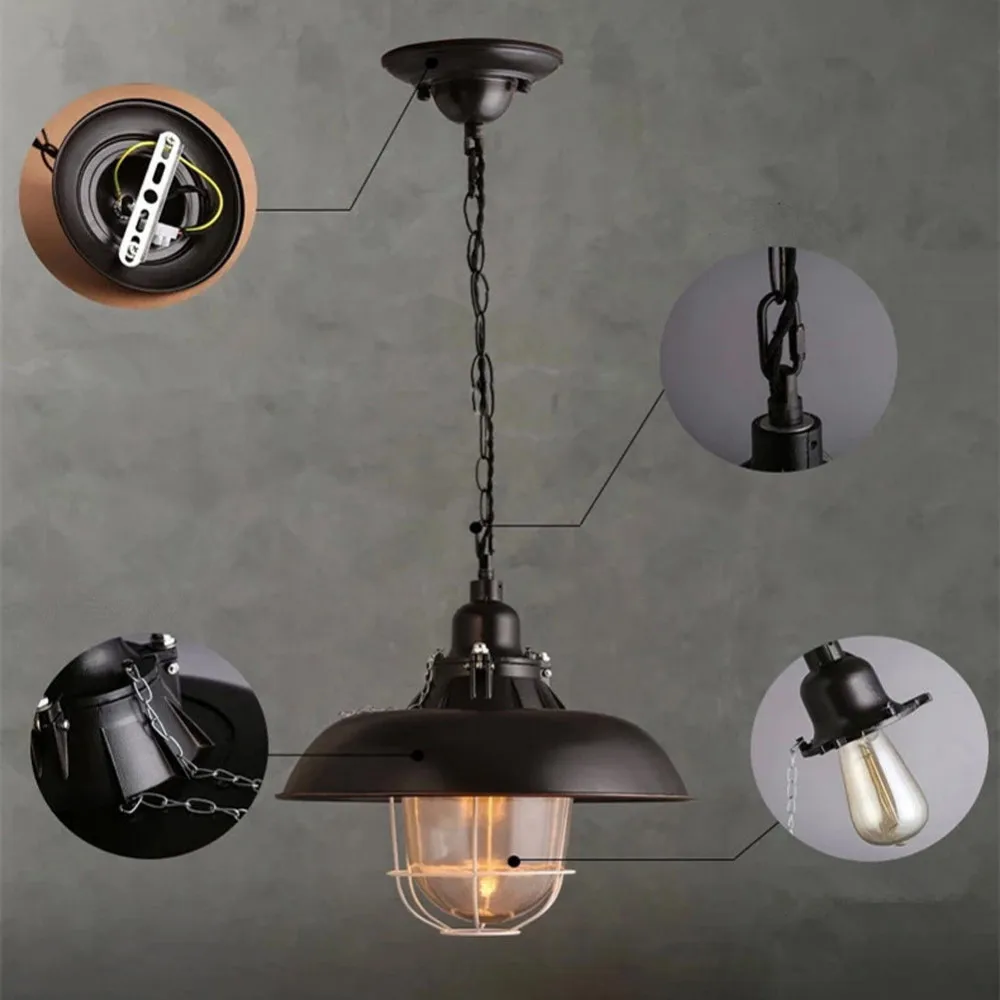 Винтажный подвесной светильник в стиле лофт с одной головкой, подвесной светильник в виде горшка, металлический промышленный подвесной светильник для столовой, подвесной светильник