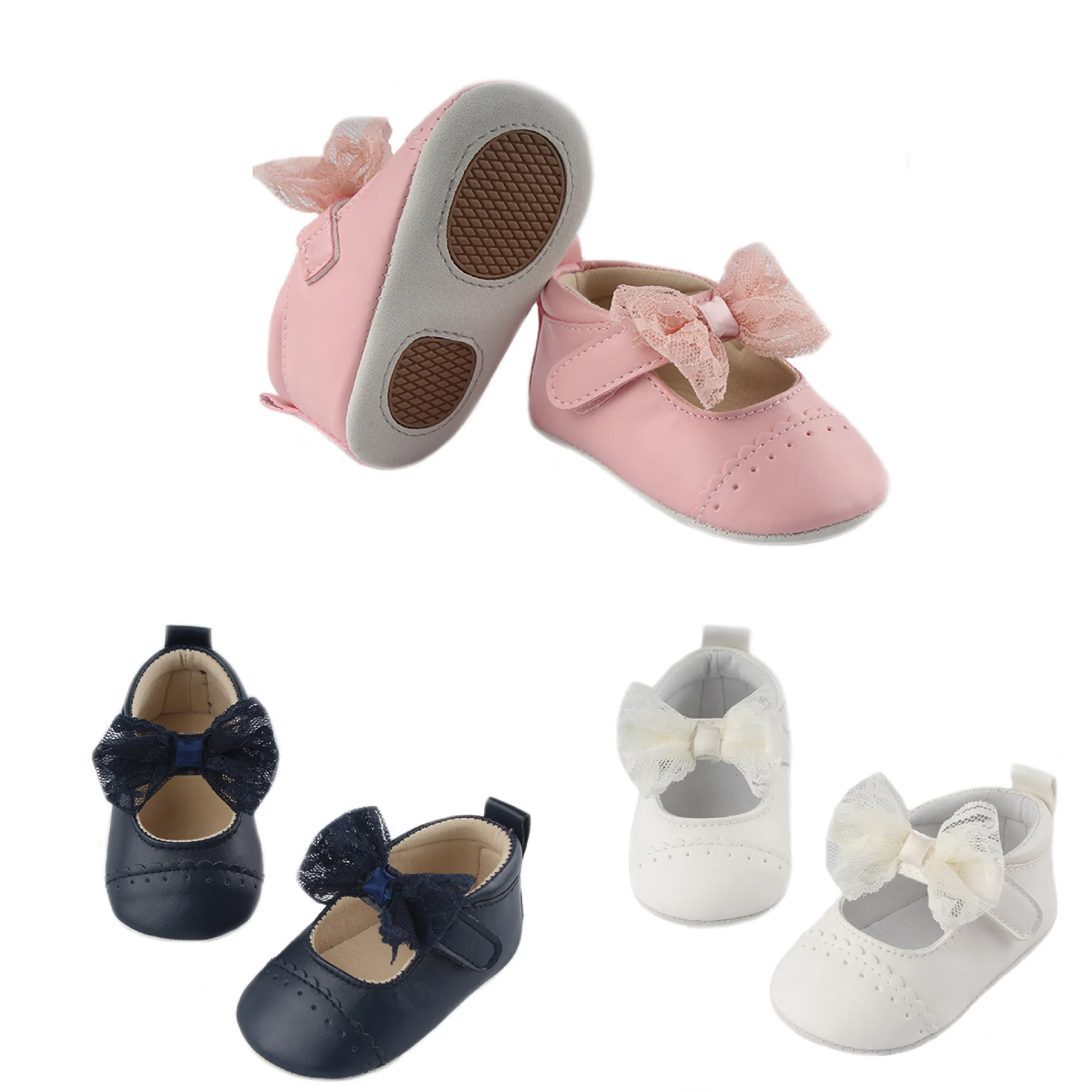 

Butterfly-knotted Sheep-print Soft Toddler Shoes For Infants Aged 0-1
