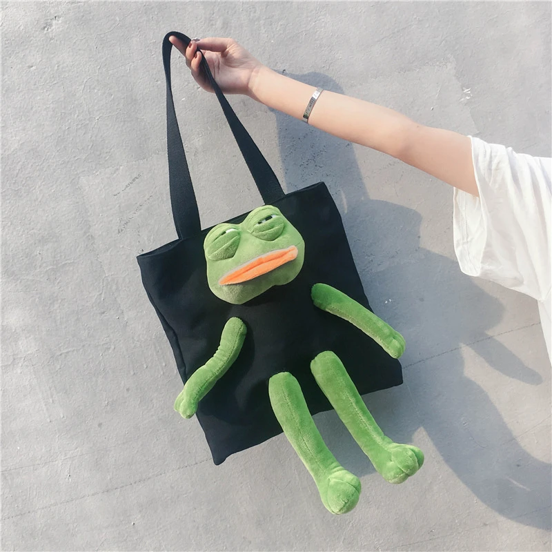Pepe Meme Frog Womens Canvas Hobo Handbags Shoulder Bag Tote Bag Pepe Meme Frog Womens Canvas Hobo Handbags Shoulder Bag Tote Bag