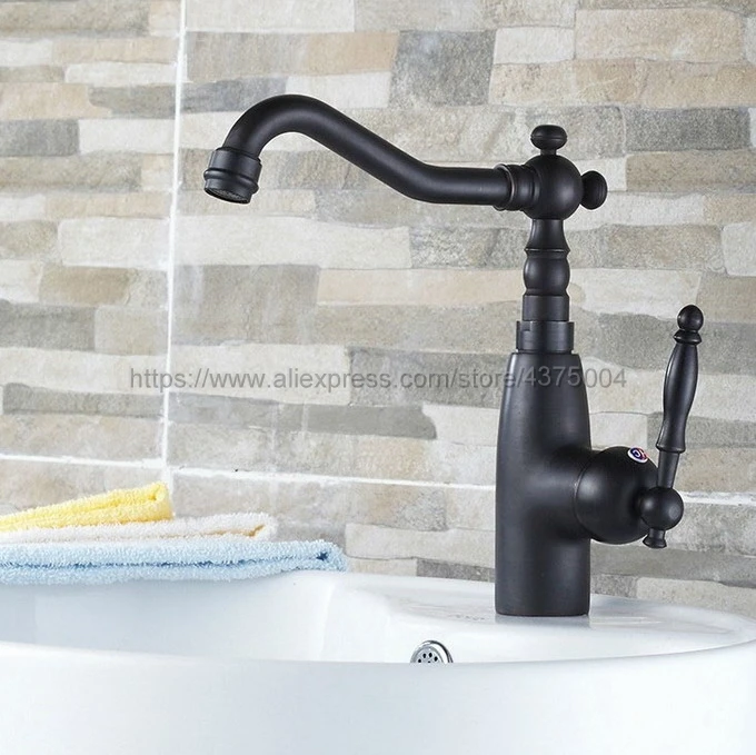 Black Oil Rubbed Brass Kitchen/Basin Antique Retro Single Handle Single Hole Hot And Cold Water Mixer Tap Nsf074