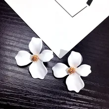 ФОТО 5 colors big flower earrings for women fashion jewelry party holiday 2018 street style statement pendientes boho gift pink blue