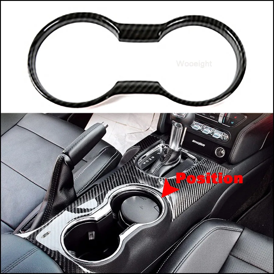 

Wooeight 1Pc ABS Carbon Fiber Front Cup Water Holder Cover Trim Panel Frame Sticker Styling For Ford Mustang 2015 2016 2017 2018
