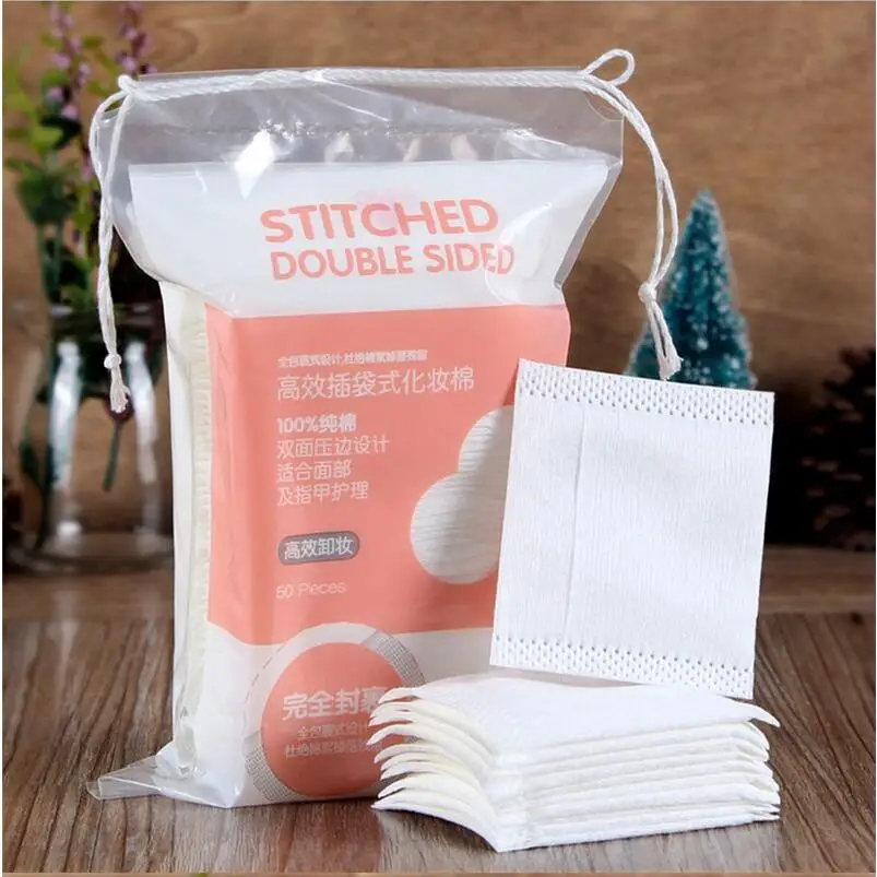 

50pcs/pack Natural Organic Healty Cotton Pad Wipe Pads Facial Cosmetic Cotton Makeup Remover Cleaner Nail Polish Cleaning Pads