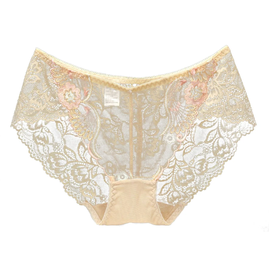 Women's Sexy Full Lace Panties With Plus Size Transparent Floral