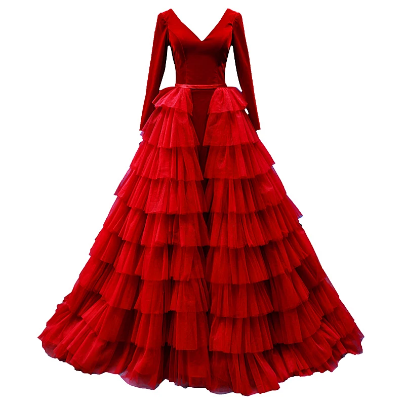 Роскошные красные вечерние платья из тюля и бархата в Дубае вечернее платье со