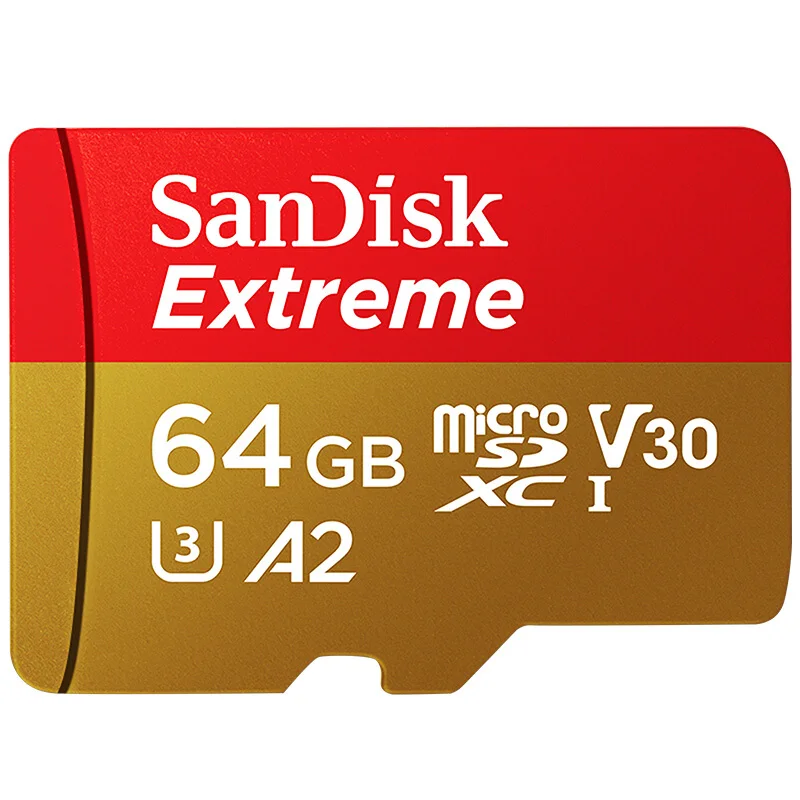 Двойной флеш-накопитель SanDisk Extreme PRO/Extreme карты памяти 128 Гб 64 Гб оперативной памяти, 32 Гб встроенной памяти, читать Скорость до 100 МБ/с. microSDHC/SDXC UHS-I U3 V30 в формате 4K UHD - Емкость: 64GB Extreme A2