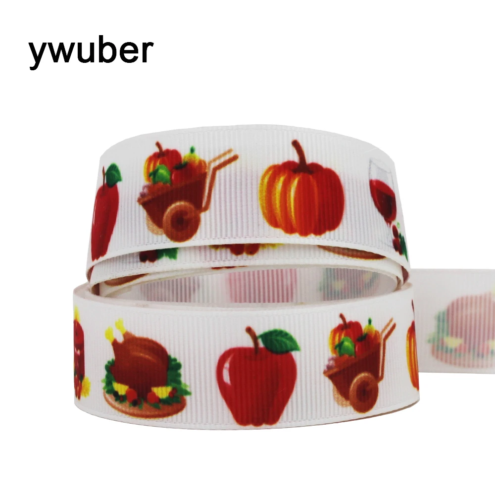 

[IuBuFiGo] 80 yards 7/8"(22mm) Fruits Apple Printed Grosgrain ribbon and bow hair Polyester White ribbons
