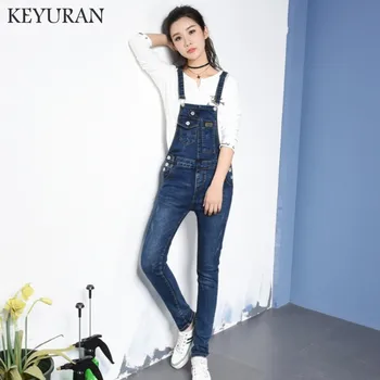 

Women elastic Jeans Jumpsuit Female Skinny Rompers Casual Basic Denim pencil Pants Leisure Slim Overalls Bib Jeans Large Size 31