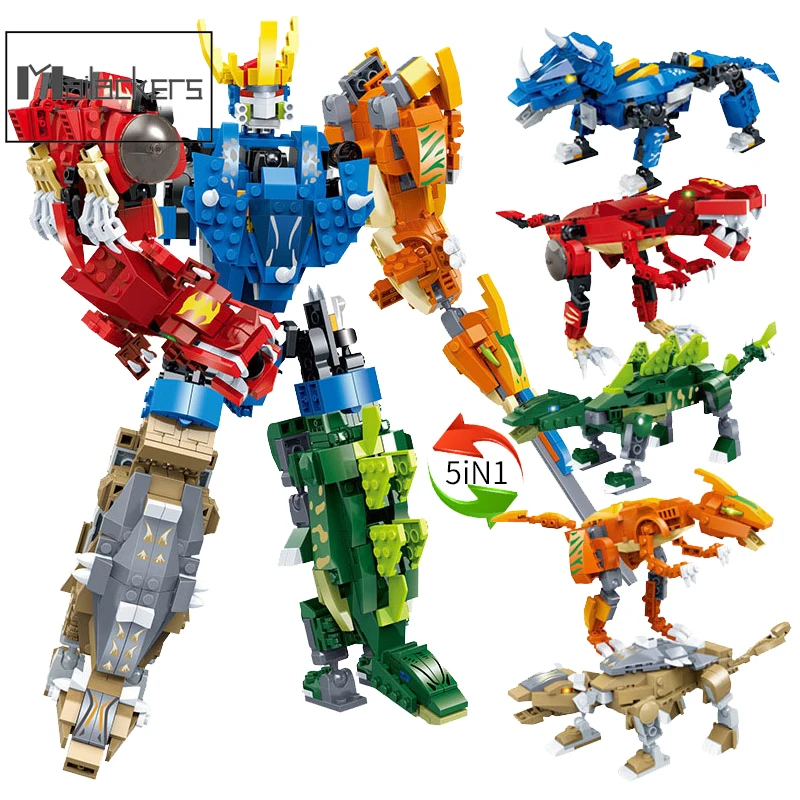 

Legoing Creator Series Jurassic Park Dinosaur 5iN1 Transformation Robot Model Dragon World Set Building Blocks Toys For Children