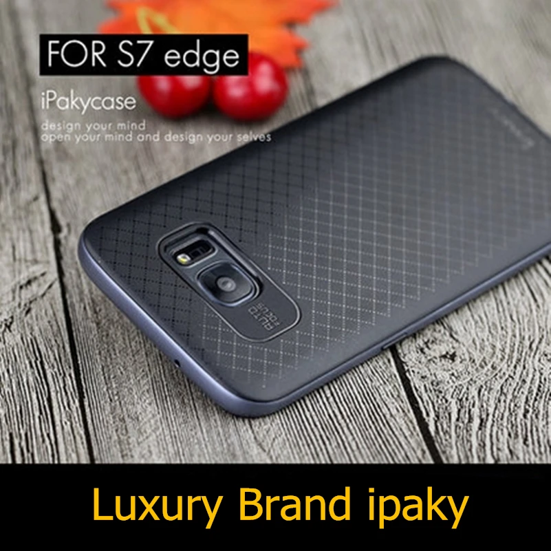  New Ultra thin back cover case for samsung galaxy S7 edge case with 2 in 1 shell cases and covers  luxury ipaky original brand 