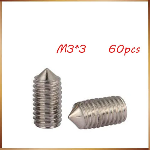 

60PCS Stainless Steel 304 Tip Tightening Machine Headless Screws M3 * 3