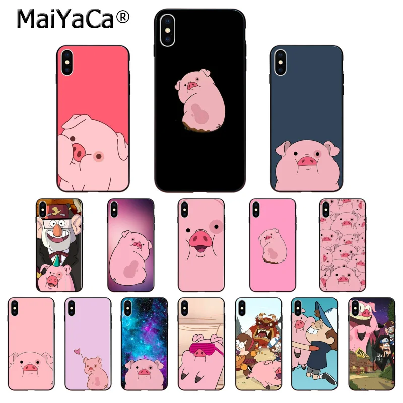 

MaiYaCa Gravity Falls Waddles cute pig Silicone TPU Soft black Phone Case for Apple iPhone 8 7 6 6S Plus X XS MAX 5 5S SE XR