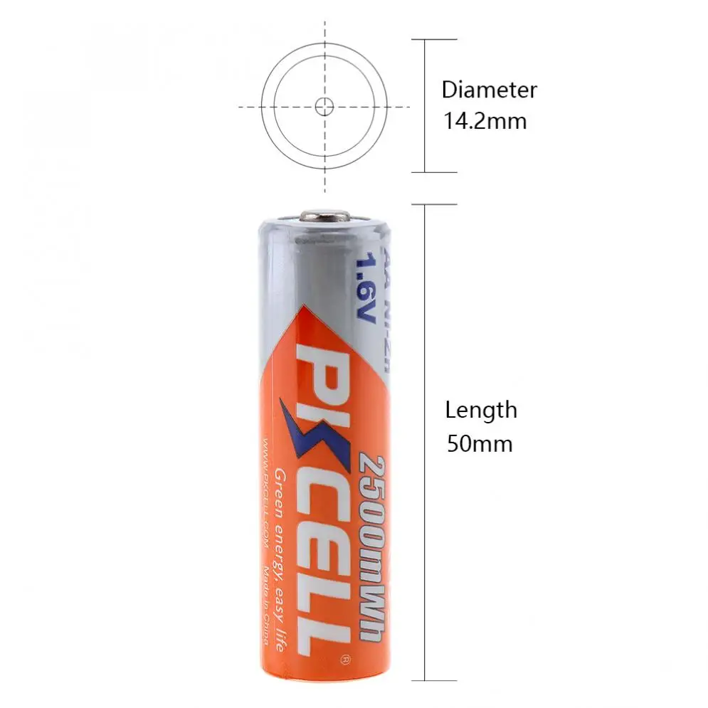 4 шт./лот PKCELL 2500mWh 1,6 V Ni-Zn AA Аккумуляторная батарея с защитой от перегрузки по току для игрушек/цифровой камеры/MP4