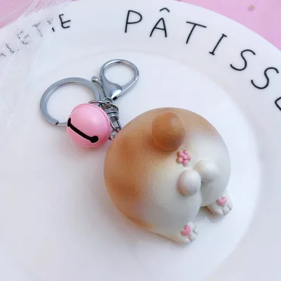 Симпатичная цепочка для ключей, животное корги, кот, кролик, хомяк, декоративный брелок, сумка, подвеска, шарм, креативный, Забавный брелок для ключей, для любителей, лучший подарок, ювелирное изделие - Цвет: Cat Pink Bell