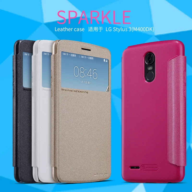 Кожаный чехол-книжка с окошком для LG Stylus 3 Модный чехол Stylo Stylus3 NILLKIN Sparkle |