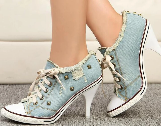 Women Stiletto High Heels Denim Ankle Boots Platform Peep Toe Shoes Sandals  Club | eBay