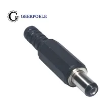 Tomada macho de 9mm, conector elétrico de 10, pçs/lote, dc, comprimento 5.5*2.1mm 30v 1a, plugue de montagem adaptador de carga de fio,