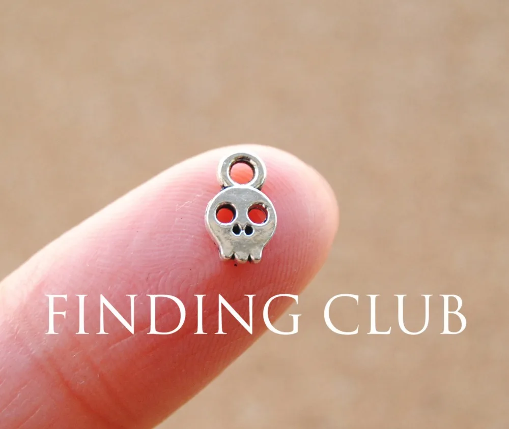 

100 pcs 5x8mm Antique Metal Alloy Silver Mini Skull Charm Jewelry Charms Pendant fit Jewelry Making A889