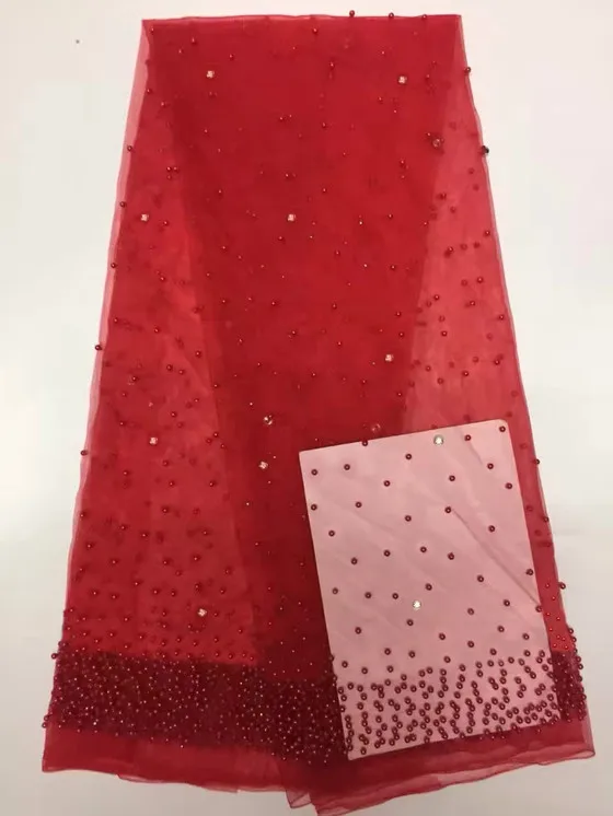 Высокое качество Нигерии кружевной ткани с бисером Африканский французский чистая кружевной ткани вышитый тюль сетки кружевной ткани J5629 - Цвет: As Picture