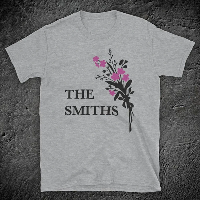 Вдохновленная The Smiths Flowers Morrissey Marr, знаковая английская рок-группа, Мужская футболка, летняя Хлопковая мужская модная футболка - Цвет: Серый